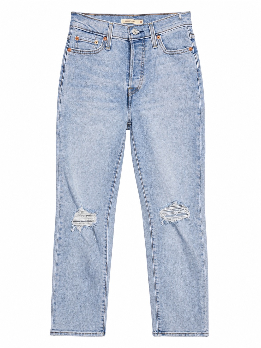Levi’s Wedgie Straight High Rise Button Fly Distressed Jeans W26 L28 Light Wash
